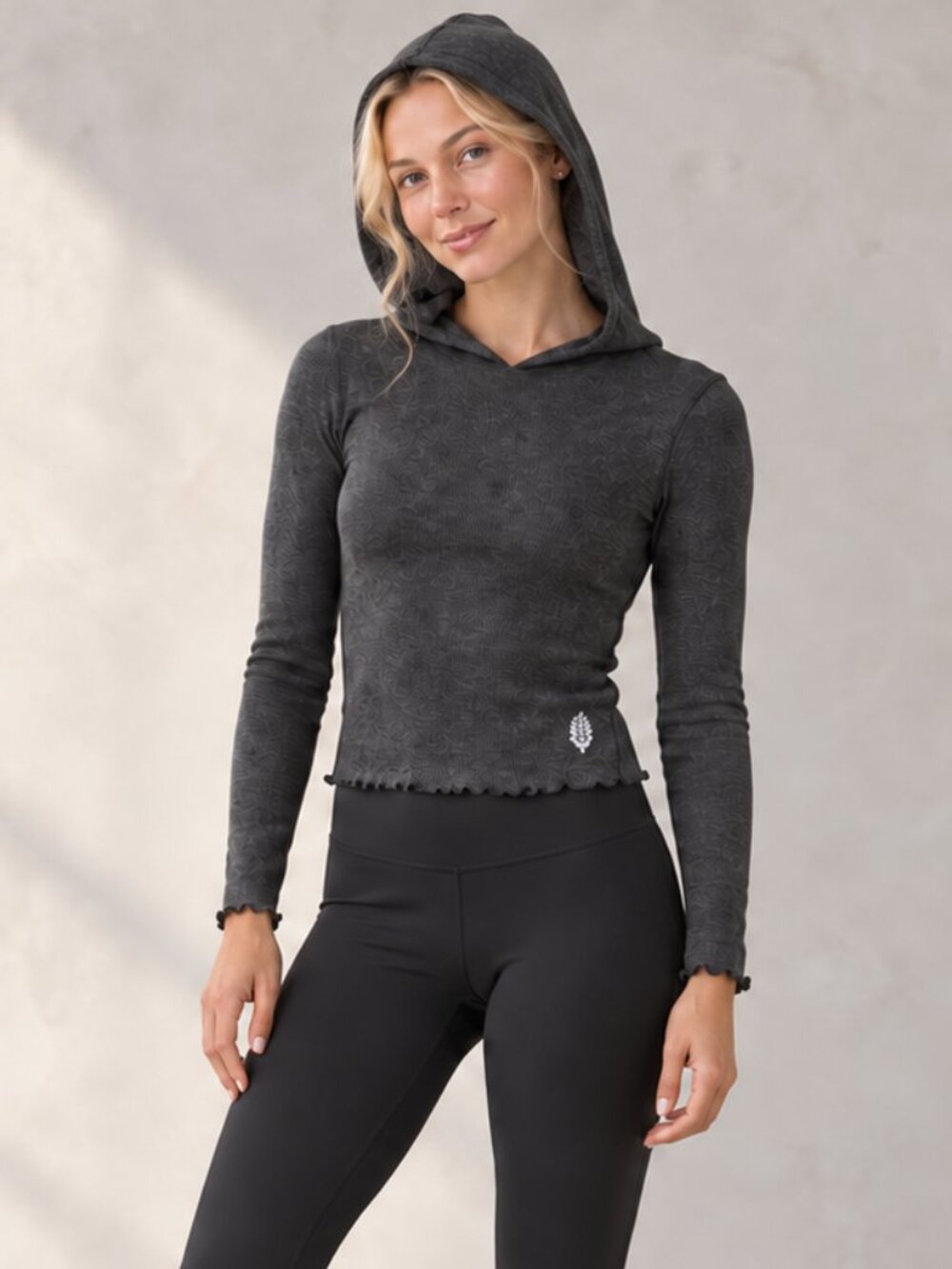 FP Movement Breathe Easy Layer Charcoal Hooded Top XS NWT